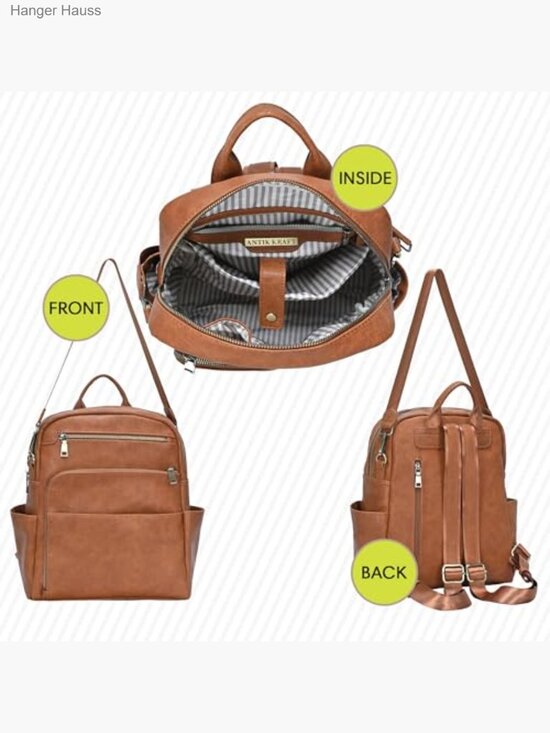 Vegan Leather Convertible Backpack Purse - Travel Daypack main image 6